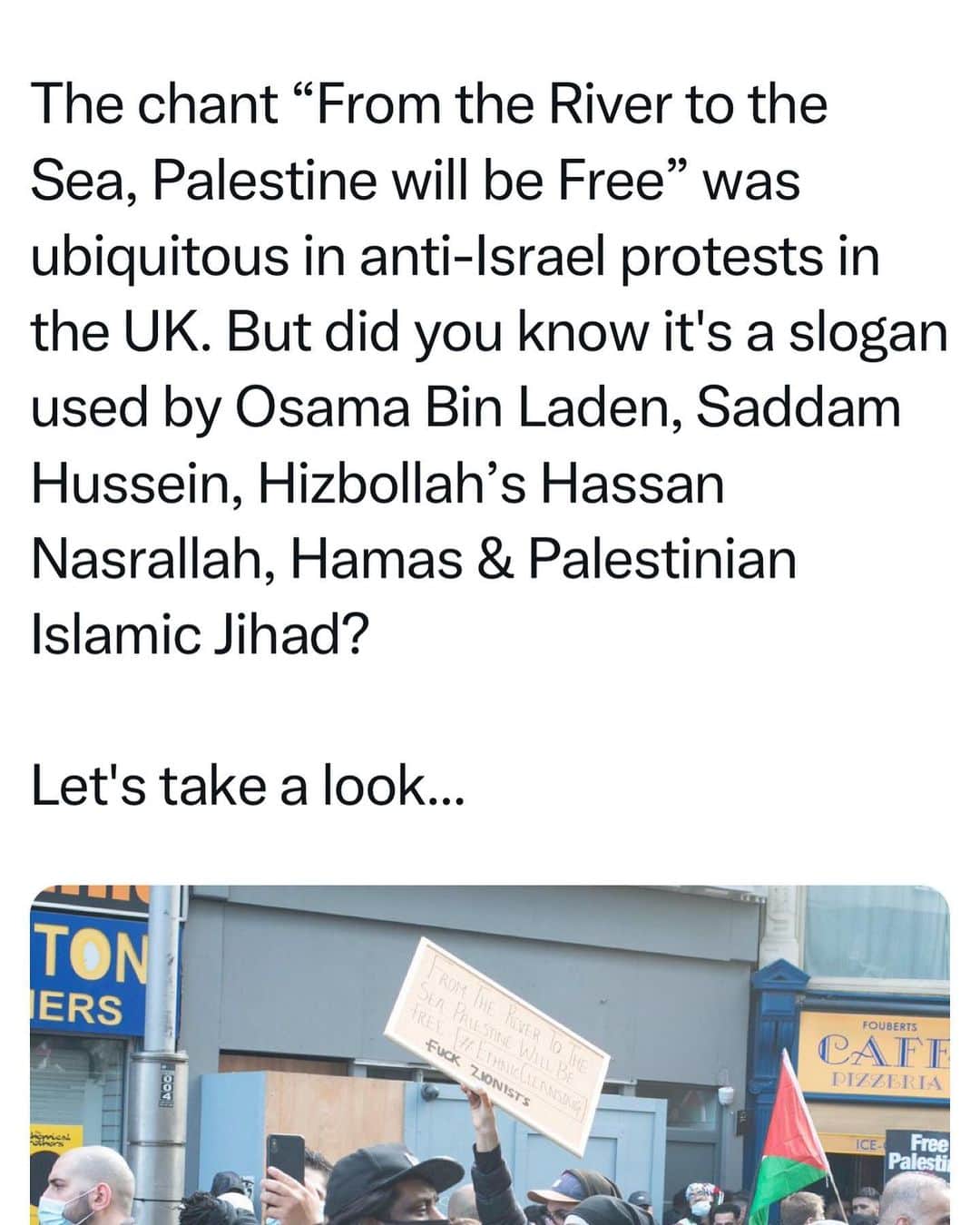 ジェシカ・サインフェルドのインスタグラム：「Who said it best? Pick a fave: Osama Bin Laden? Saddam Hussein? Hizbollah’s Hassan Nasrallah? Hamas founder Sheikh Ahmed Yassin? Islamic Jahidist Palestine?  @cst_uk」