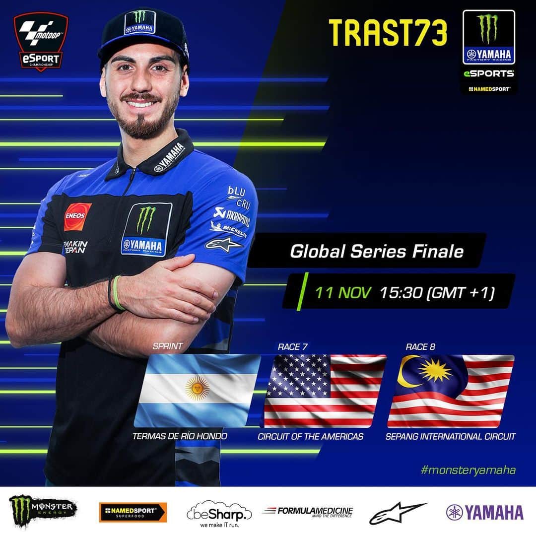 YamahaMotoGPのインスタグラム：「Tomorrow at 15:30 CET we’ll start the 2023 @motogpesport Global Series Finale 👀   Round 4 is held live at the @ubeatlivefest in Barcelona 📍🎮  Cheer on @73trast during his quest to clinch the trophy 🏆   #MonsterYamaha | #MotoGPeSport | #73Trast | #Trastevere73 | #Gaming」