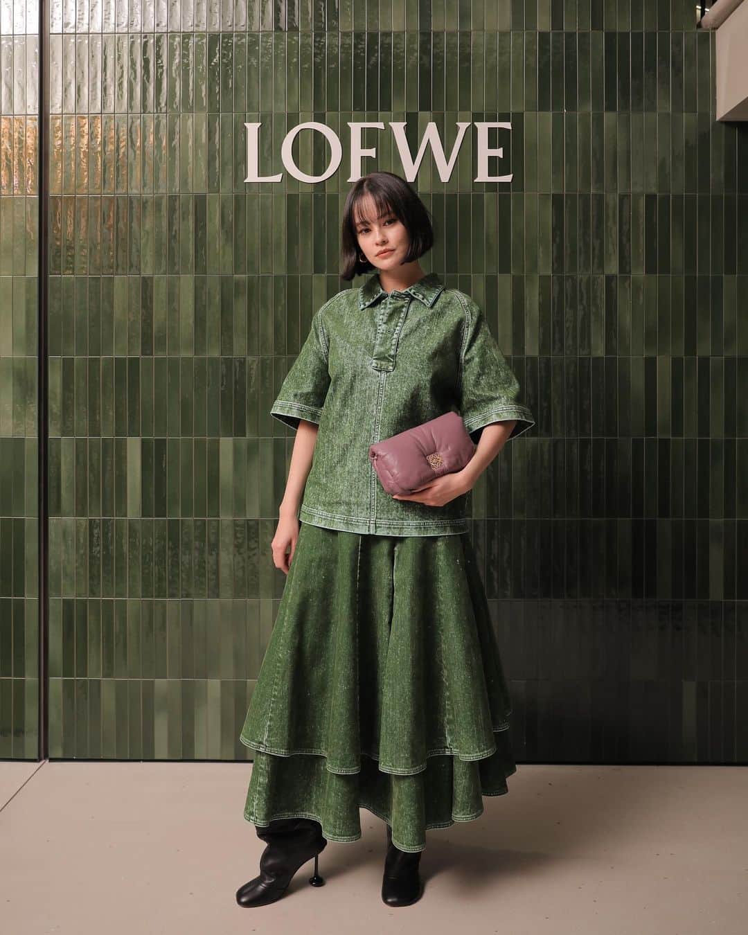emmaのインスタグラム：「LOEWE Omotesando  Relocation Store Opening Event 🤍  @loewe  #LOEWE #LOEWEOmotesando #ThanksLoewe  #ロエベ  HM : @rei_fukuoka」