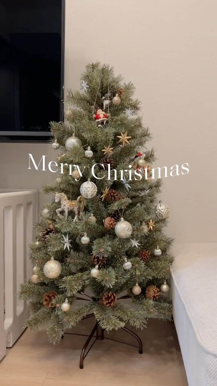 安中亜美のインスタグラム：「ㅤㅤㅤㅤㅤㅤㅤㅤㅤㅤㅤㅤㅤ 初めてクリスマスツリー買った🎄 まだ一歳の娘は何が何かわからず 永遠にオーナメント取って、「どーぞ」してくる🙂  でもクリスマスツリーがあると 私の気分も上がるなー💕  子供産まれてからイベント事は 今まで以上に大切にしようと努力してる🥰  #クリスマス#クリスマスツリー#Christmas#Xmas#ツリー#アルザスツリー」