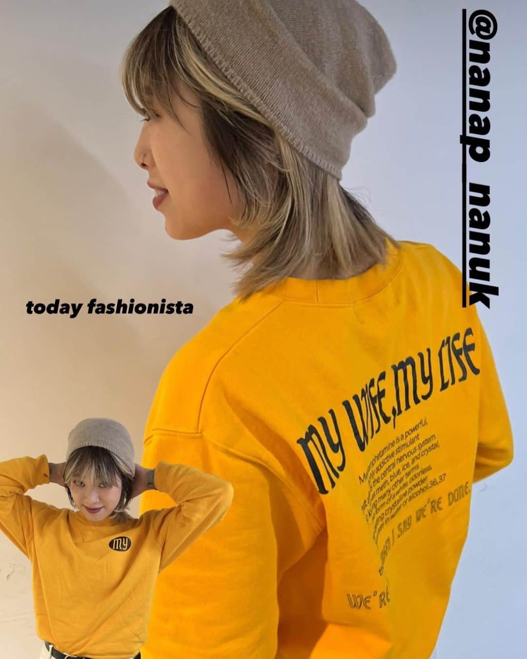 nanukのインスタグラム：「.  "todays fashionista"  秋になり少し肌寒くなってきたのでアシスタントの服装も変わってきました🍂 帽子だったりブーツだったり小物でも楽しんでおります^_^ 最近髪色がカラフルになってきたので次回はそこもpickupしてみますので是非見てみてみてください🙇‍♀️  .」