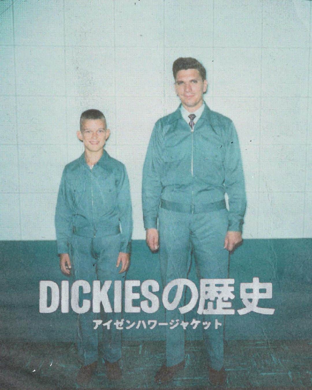 ディッキーズのインスタグラム：「[DICKIESの歴史] アイゼンハワージャケット  1922年の創業以来、ディッキーズには長くて深い歴史があります。  ディッキーズ「ICONS」のアイゼンハワージャケットは、1950年代に誕生してから今日まで進化をし続け、70年以上愛され続けているクラシック・アイテムです。  スワイプしてアイゼンハワージャケット誕生の歴史を見てみよう。  #DickiesHistory #ディッキーズの歴史 #Dickies #ディッキーズ」