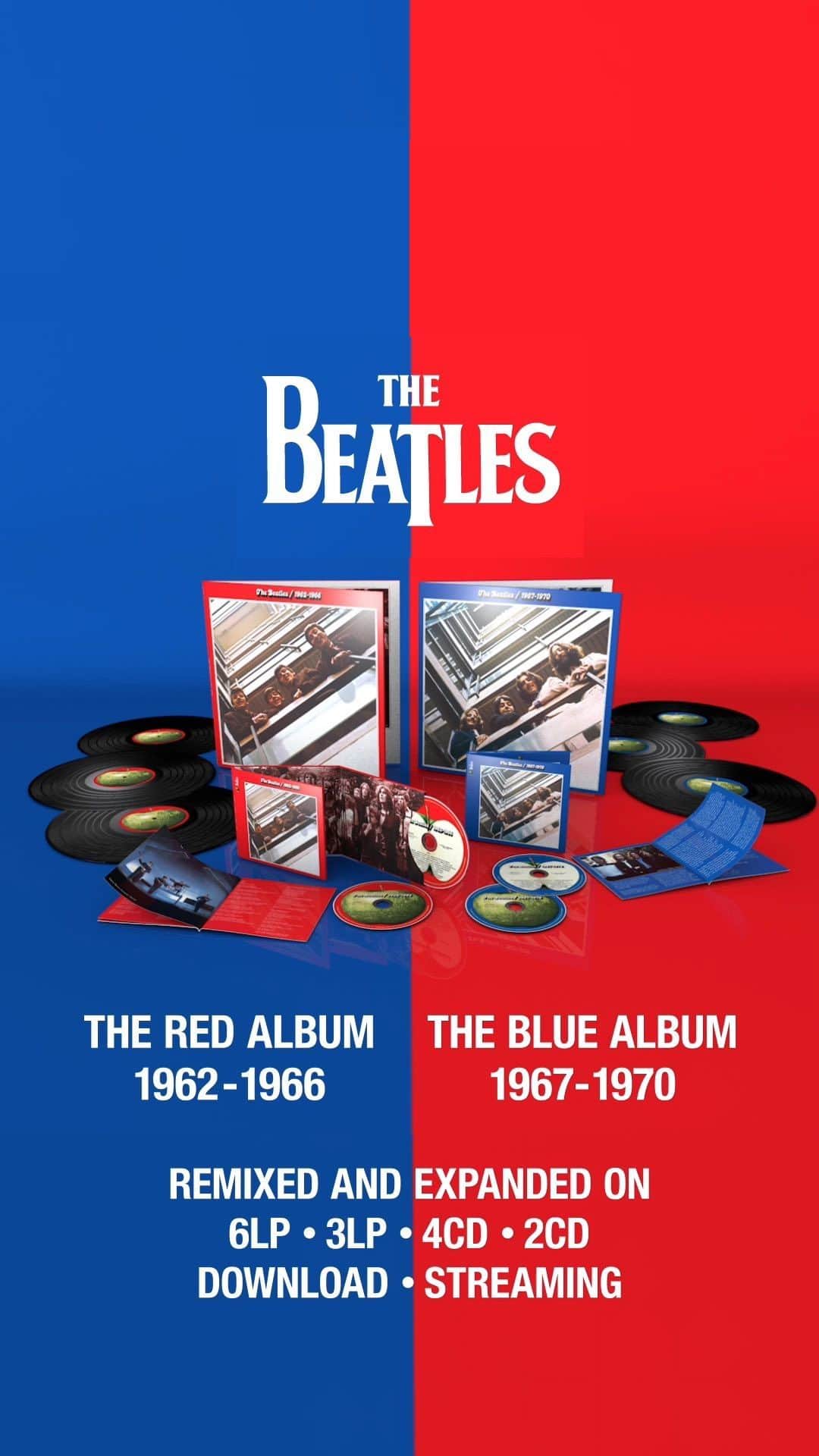 The Beatlesのインスタグラム：「‘The Beatles 1962-1966 (2023 Edition)’ Red Album and ‘The Beatles 1967-1970 (2023 Edition)’ Blue Album are out now! Listen to the newly-expanded and remixed albums today, including the last Beatles song “Now And Then.” Link to order in bio」
