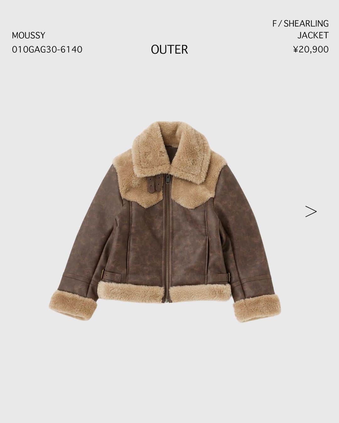 SHEL'TTER WEB STOREのインスタグラム：「【NEW IN】 - OUTER -  ━━━━━━━━━━━━━━━━  【MOUSSY】F/SHEARLING ジャケット ¥20,900 tax in Size：FREE Color：BRN,BLK No：010GAG30-6140 ※発売中  【SLY】WOOL BLEND OVER MIDI コート ¥18,997 tax in Size：FREE Color：M/BLU,M/GRN,D/GRY No：030GAY30-1040 ※発売中  【MOUSSY】LAYERED DESIGN ロングコート ¥22,990 tax in Size：1,2 Color：柄BEG,D/NVY,柄KHA No：010GA630-6300 ※発売中  気になるアイテムは画像をタップまたは  プロフィールのサイトURLをクリック✔  ━━━━━━━━━━━━━━━━  #SHELTTERWEBSTORE #SWS #MOUSSY #SLY #newin #2023AW #outer #jacket #coat  #新作 #アウター #ジャケット #コート #ロングコート #ボアジャケット #レザージャケット #オーバーサイズ #レイヤード風」