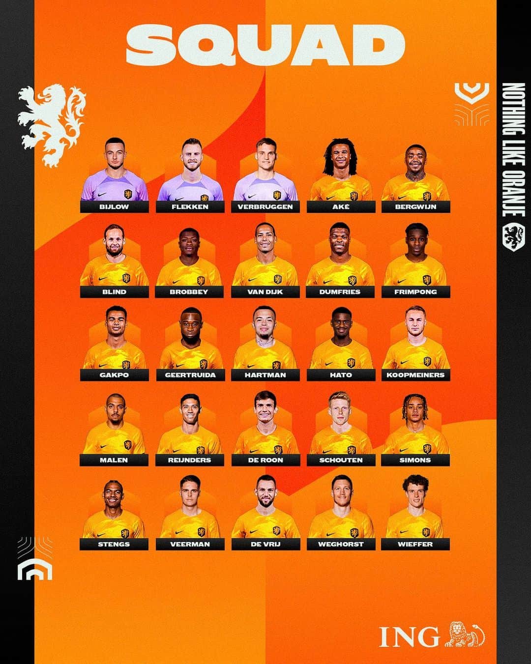 サッカー オランダ代表チームのインスタグラム：「🫡 Our men to secure #EURO2024 qualification!  🆕 @jorrelhato, 🔙 @jerdyschouten!  #NothingLikeOranje #NEDIRL #GIBNED」