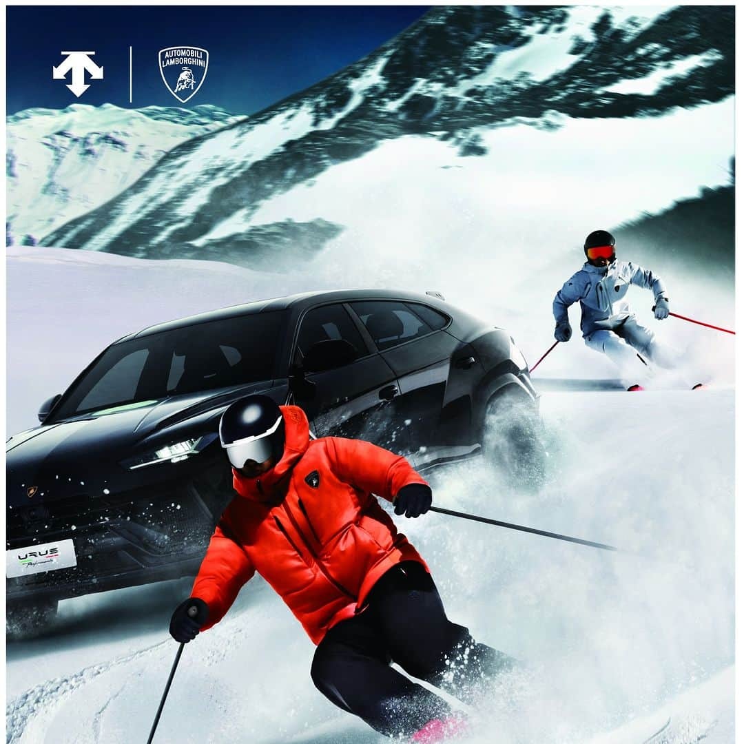 Descenteのインスタグラム：「Lamborghini × DESCENTE  Harnessing the essence of wind and snow, the debut collaboration between Automobili Lamborghini and DESCENTE launches today. With DESCENTE's ethos firmly rooted in the belief that everything starts with skiing, we have consistently pioneered professional ski wear. On the other side, Lamborghini's unparalleled dedication to design aesthetics and speed is legendary. This season, both brands converge to fuse functionality with aesthetics on the ski slopes. Witness the integration of iconic logos, supercar body lines, and distinctive design elements on the Men's Professional Hybrid Ski Suit, Women's Professional Ski Suit, and the Goose Down Parka. Thanks to DESCENTE's specialized fit and state-of-the-art fabrics, every movement feels effortless, pushing the boundaries of speed and experience.  Find more details about the collection from the link in our bio.  #lamborghiniXdescente  #descente #designthatmoves  #descenteski #lamborghini #skiwear #supercar #ski #skiing #skilife #skier」