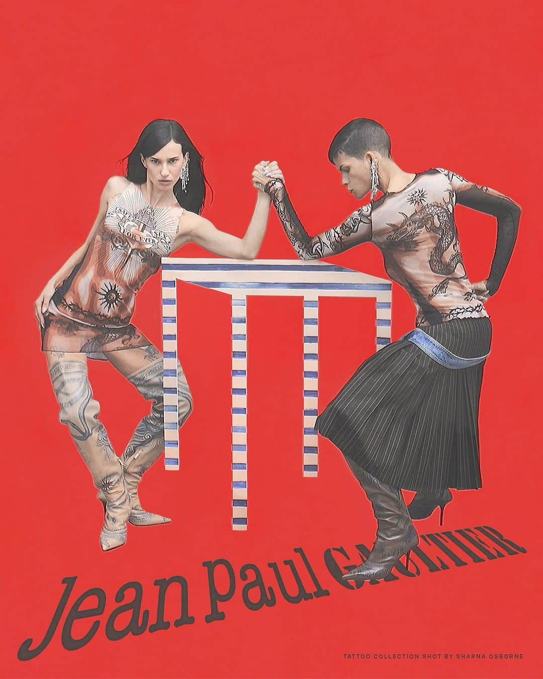 ジャンポール・ゴルチエのインスタグラム：「Our Tattoo collection echoes the legacy of Jean Paul Gaultier's “Le Male” campaign from the '90s and reintroduces @jeanpaulgaultier 's statement piece, Safe Sex Forever.  #jeanpaulgaultier #jpgfashion」