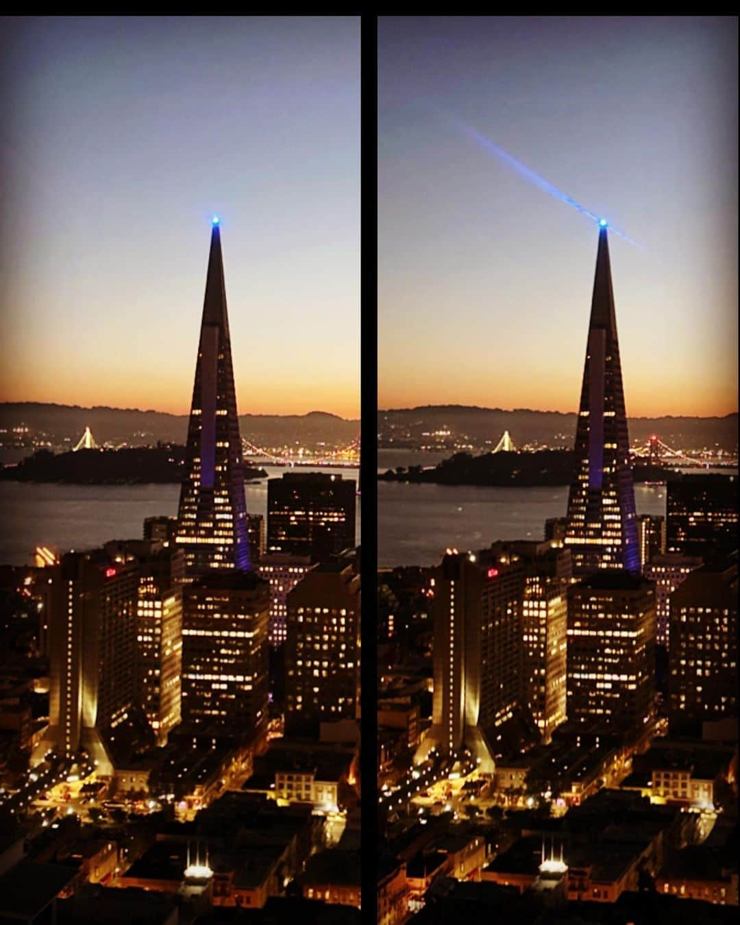 ブライアン・メイのインスタグラム：「One of my favourite views in the whole world - San Francisco and the TransAmerica Tower at Dawn.  Even though home is calling, I’m sad to leave this beautiful City by the Bay. Bri」