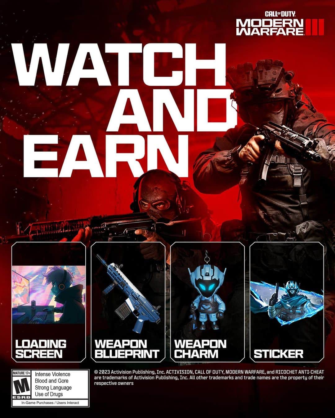 Call of Dutyのインスタグラム：「W drops incoming 🪂  Receive exclusive in-game rewards for watching your favorite streamer play #MW3 🎁 Link your Activision ID and Twitch account ahead of the action.」