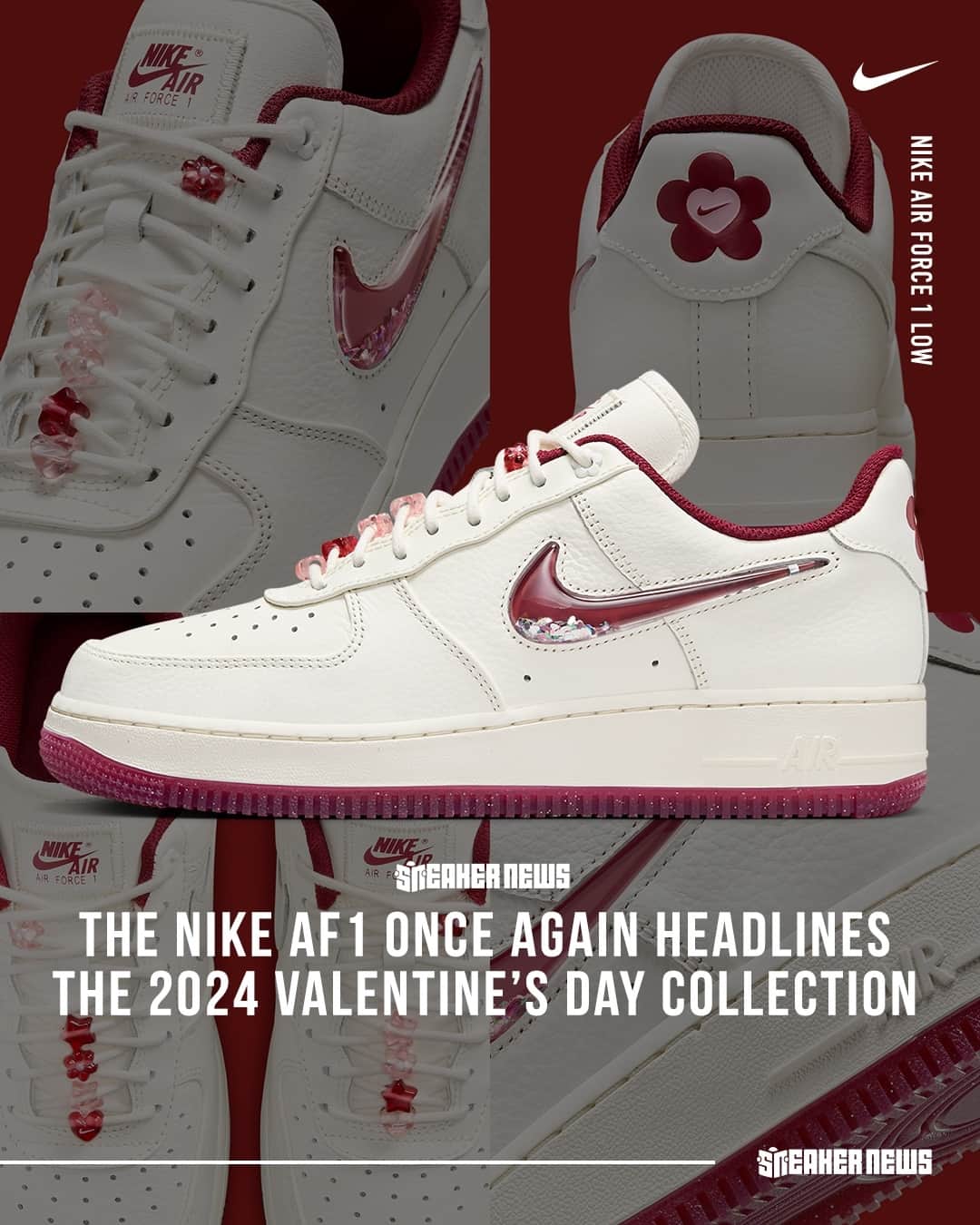 Sneaker Newsのインスタグラム：「AIR FORCE 1 💘 VALENTINE'S DAY⁠ Nike is already prepared for the 2024 holiday; are you? Tap the link in our bio for a first look.」