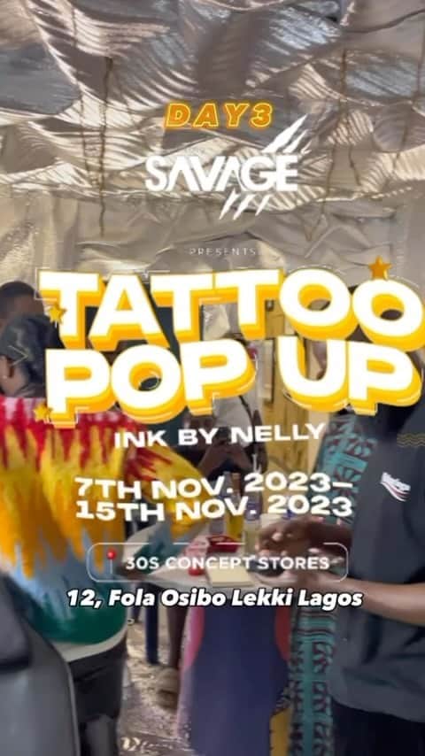 ティワ・サヴェージのインスタグラム：「We extending the pop up for a couple more days due to high demand   Get inked by @nellyartist2.0 presented by EverythingSavage  Love men with tattoos, love pretty girls with tattoos even more 😍」