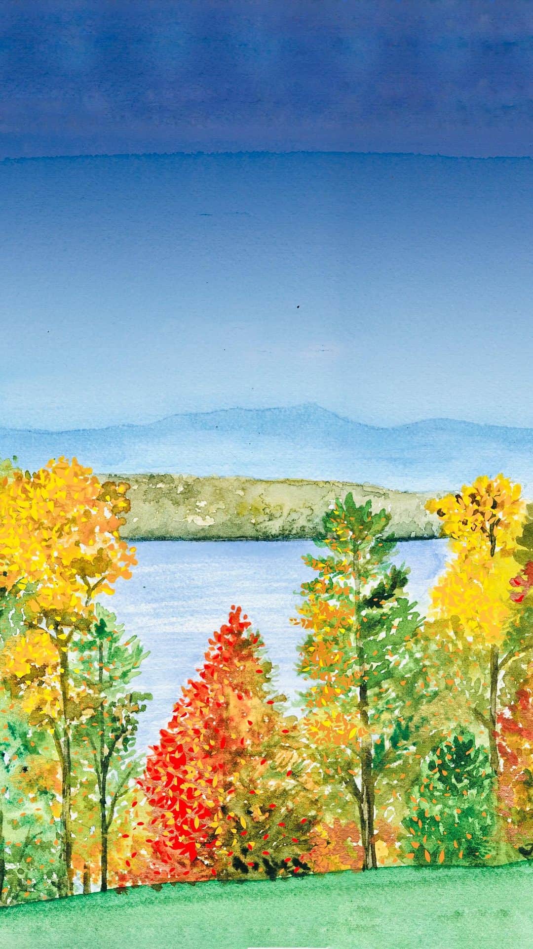 Ceci Johnsonのインスタグラム：「WEDDING | As the leaves change, our archive couture invitation from 9 years ago are a reflection of the beauty that comes with the fall season. Our memories come alive as we revisit the hand-painted Hudson River view for Basha and Scott’s wedding invitation. Step outside and savor the autumnal beauty before winter takes hold.🍂 Happy Friday!  #CeciCouture  #cecinewyork #coutureinvitations #weddingdesign #hudsonriverviews #fallwedding #invitationinspiration #lasercutdesign #luxurywedding #fallleaves」