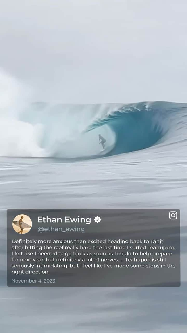 世界プロサーフィン連盟（WSL）のインスタグラム：「Teahupo’o comeback story loading… 💪 @ethan_ewing」