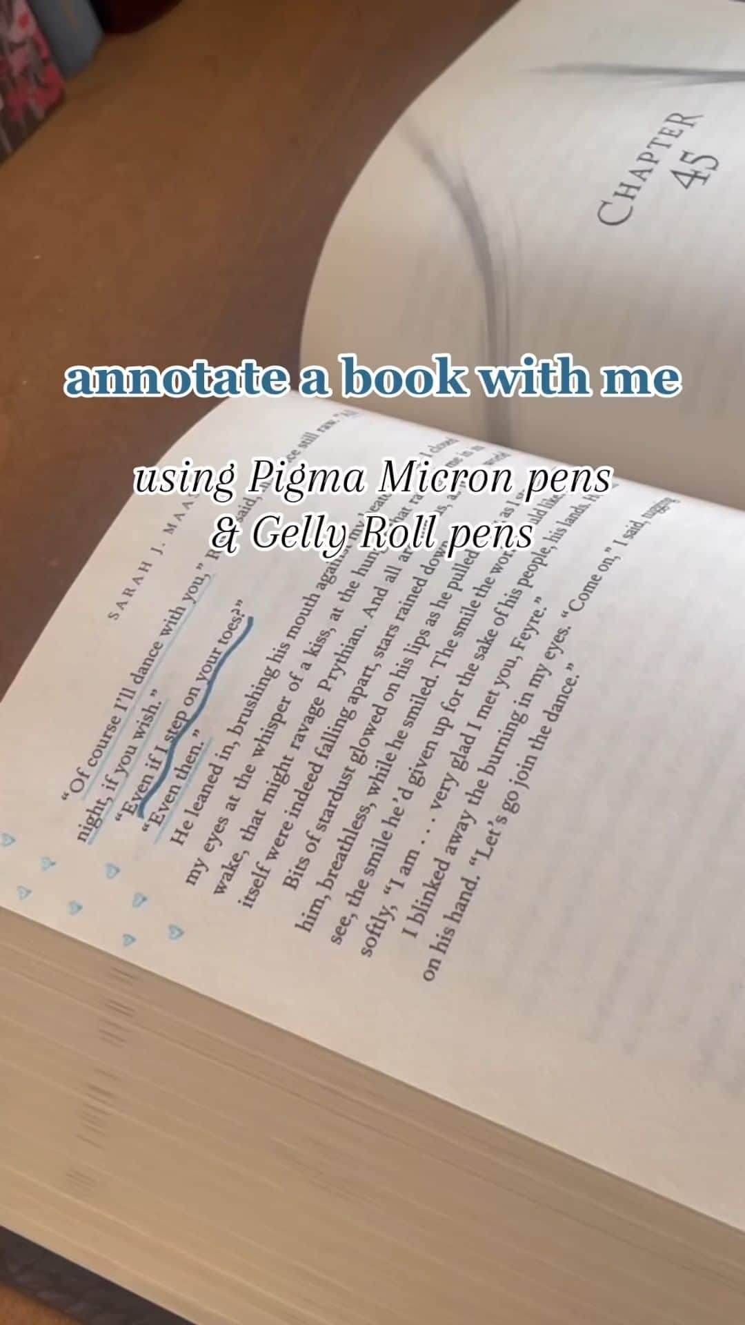 Sakura of America（サクラクレパス）のインスタグラム：「Hi there! I’m Grace with @my_little_bookcase_ and I’m here with my last post to share with you! I have loved sharing a little glimpse into my bookish life and how I annotate and personalize my books!   This reel features some more of my annotations and little doodles with the Sakura Gelly Roll pens in beautiful bright shades of blue, as well as sparkly blue! They add such pops of color to my books, and I like to match the colors with the cover of my books sometimes! I also love using the Micron pens for small thoughts I write down — they are perfect for marginal notes! I truly can’t annotate without them! <3   would you ever annotate your books? :)」