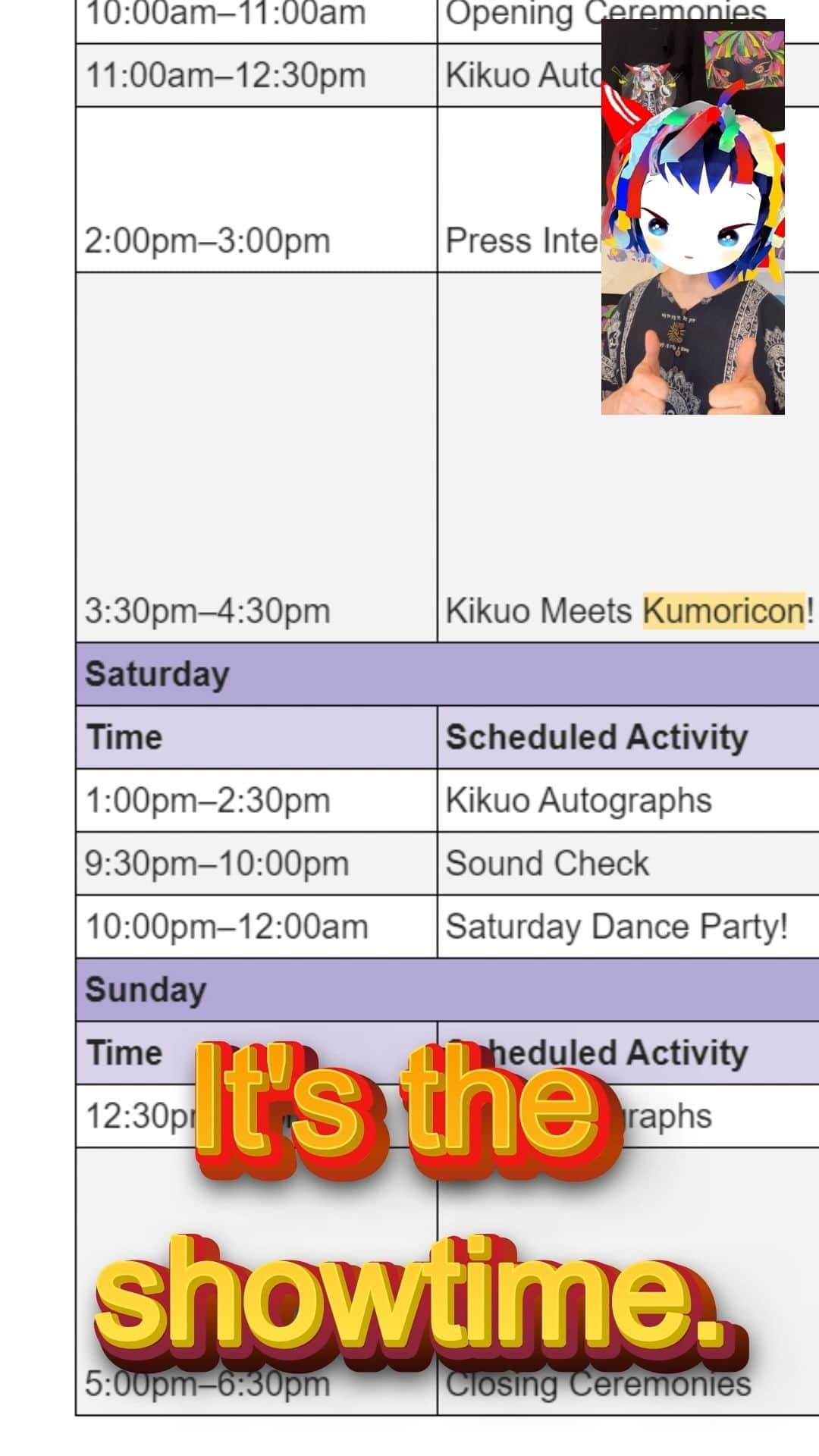 きくおのインスタグラム：「And... here is Kikuo's full schedule for  @kumoricon , which will be held from November 17 to 19! There will be autograph signings, merchandise sales, live performances, and much more! Check it out 👍👍👍👍 Detailed information and full picture are in here or @kumoricon  https://twitter.com/kikuo_sound/status/1723007208965779768」