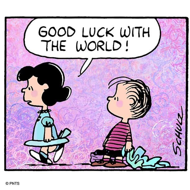 スヌーピーのインスタグラム：「Good luck with the world!」