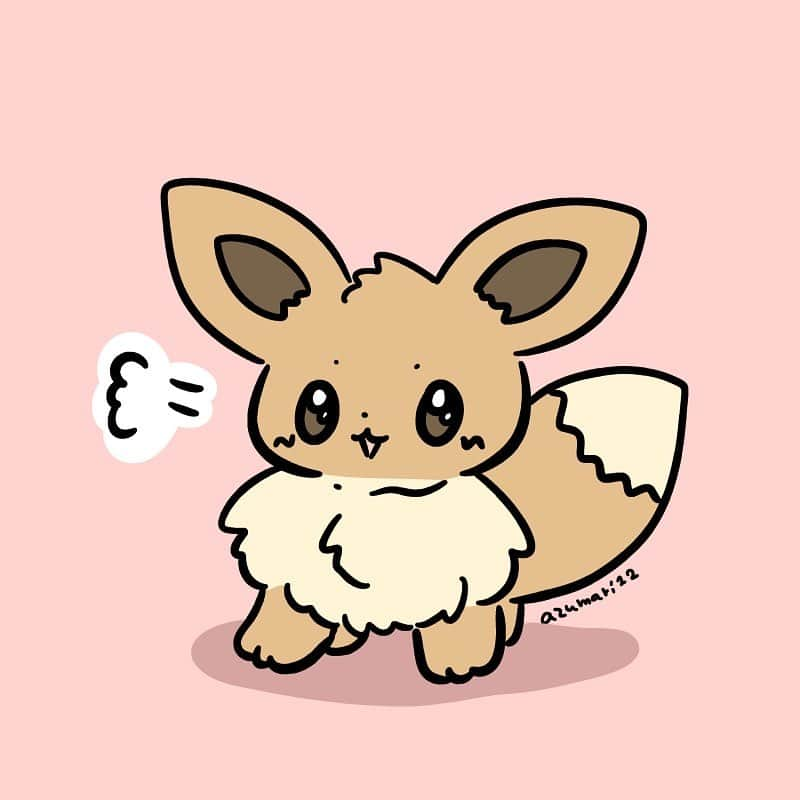 安住麻里のインスタグラム：「とくいげイーブイ  #イーブイ #ポケモン #ポケモンイラスト」