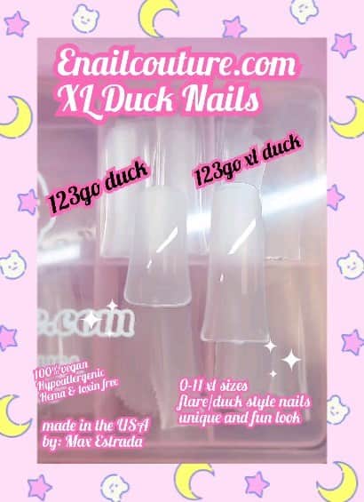 Max Estradaのインスタグラム：「Enailcouture.com new product drop,  new black label coffin and xl duck nails and the pink army hoodie are out now 💜 Enailcouture.com new black label 123go nails,  the next level full coverage pre made gel nails,  15 sizes from 00 to 13. Thin cuticle area and thicker tip for the perfect look and pre etched so no extra steps ! Made in the usa #nailsnailsnails #nails #nailsdesign #nailart #nails #nailsart #fyp」