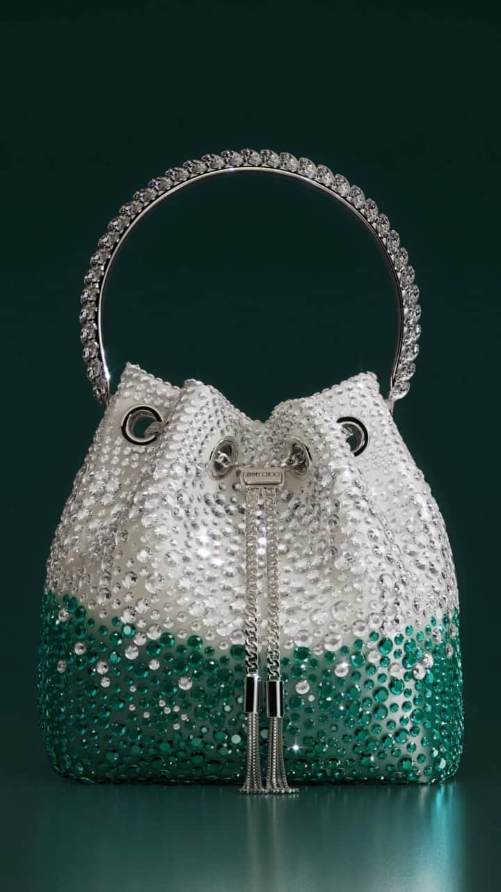 Jimmy Chooのインスタグラム：「Embellished entirely in dégradé crystals - one of our most-celebrated design signatures - this season sees the Iconic Bon Bon come to life #JimmyChoo」
