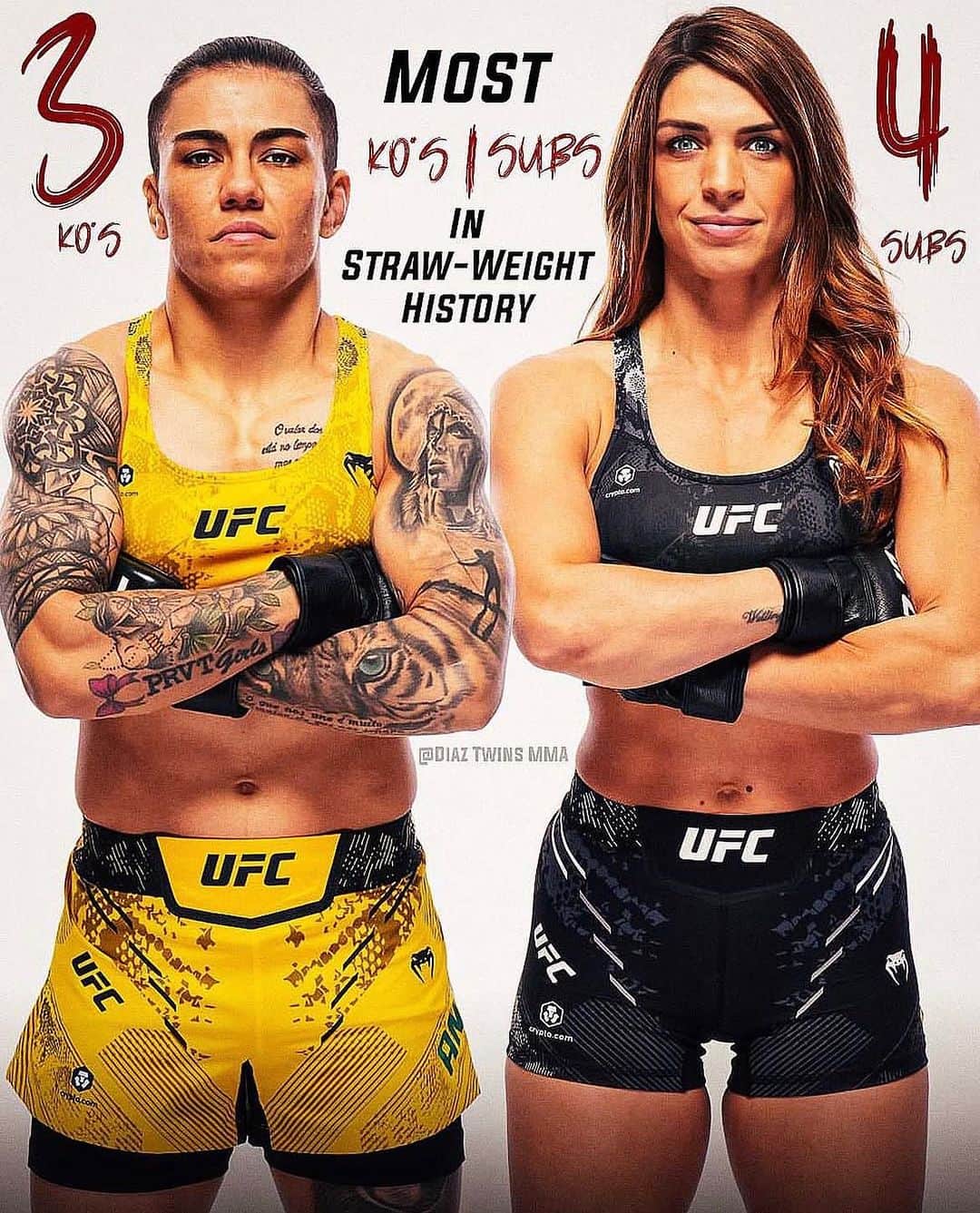 マッケンジー・ダーンのインスタグラム：「There is no easy route! The hard times make you stronger! I’m going into battle tomorrow at the most famous arena in the world! We are both finishers! This is going to be a show! 🍿💰💣💪🏼👊🏼 @ufc  • •  Não existe caminho fácil! Os tempos difíceis te deixam mais forte! Vou para batalha amanhã na arena mais famosa do mundo! Nós duas somos as maiores finalizadores da categoria! Vai ser um show! 🍿💰💣💪🏼👊🏼 @ufc  • • Art @diaztwinsmma」