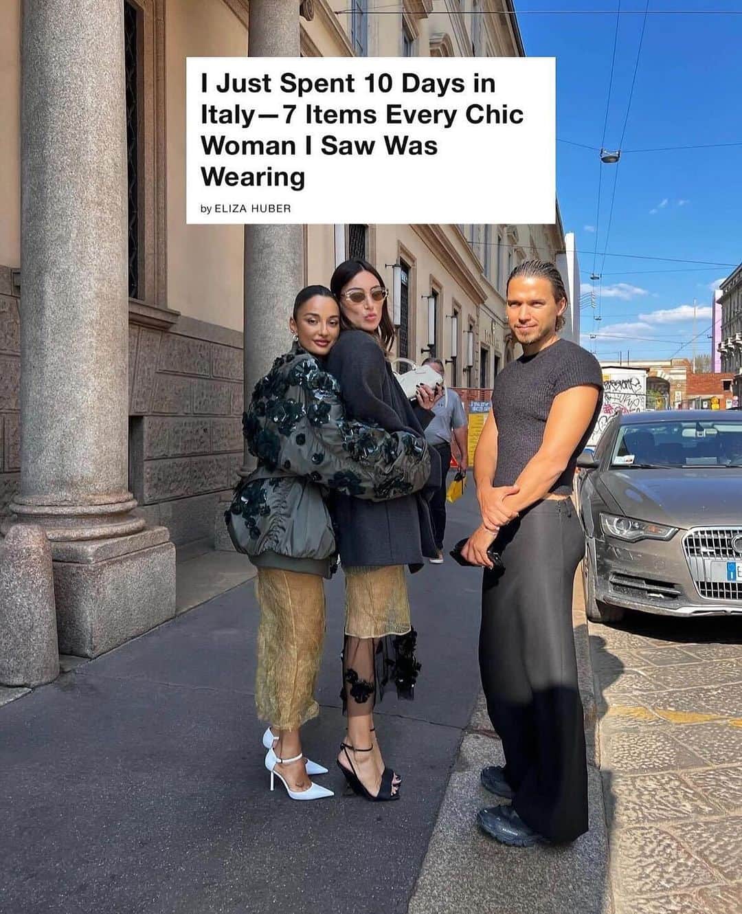 WHO WHAT WEARのインスタグラム：「When we travel, we can't help but take notes on the style scenes of our destinations. On a recent trip to Italy, editor @elizagracehuber kept track of the pieces she saw repeatedly on stylish locals. From a specific skirt silhouette to lace and sheer fabrics, the consensus revolved around effortless elegance. At the link in our bio, see and shop the 7 items every chic woman in Italy is wearing right now.  photo: @aminamuaddi」