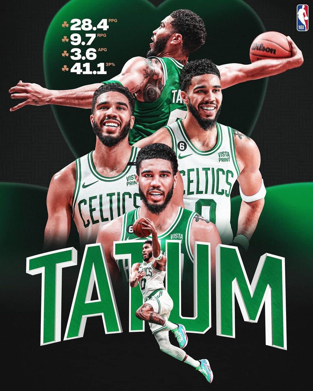 NBAのインスタグラム：「@jaytatum0’s numbers continue to rise! ☘️   🆚: NETS/CELTICS 🕢: 7:30pm/et 📺: ESPN」