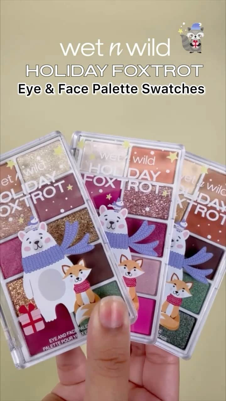 wet'n wild beautyのインスタグラム：「Swing into the season with the satiny, sparkly, SUPER-pigmented 10-Pan Palettes from the Holiday Foxtrot collection⁠  🐿️ ‘Nutmeg Paws’⁠  🦊 ‘Jollyberry Jumper’⁠  🐻‍❄️ ‘Sugar Plum Whiskers’⁠ ⁠ Get the #HolidayFoxtrot collection ONLY at @UltaBeauty (online & in-store) #crueltyfree」