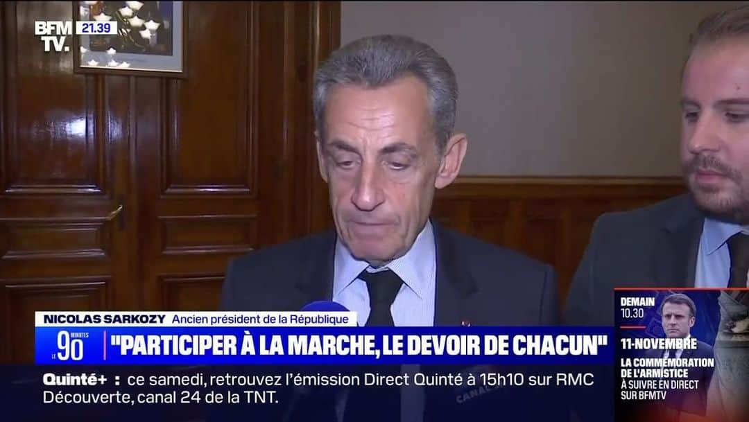 ニコラ・サルコジのインスタグラム：「Participer à la marche, c’est le devoir de chacun, compte-tenu de la gravité de la situation. J’incite tous ceux qui ne peuvent se résoudre à  l’explosion de l’antisémitisme sur le territoire de la République française à se joindre à ce cortège qui n’est pas un cortège politique mais l’affirmation d’une valeur essentielle : nous ne voulons pas, nous ne voulons plus d’antisémitisme en France. NS」