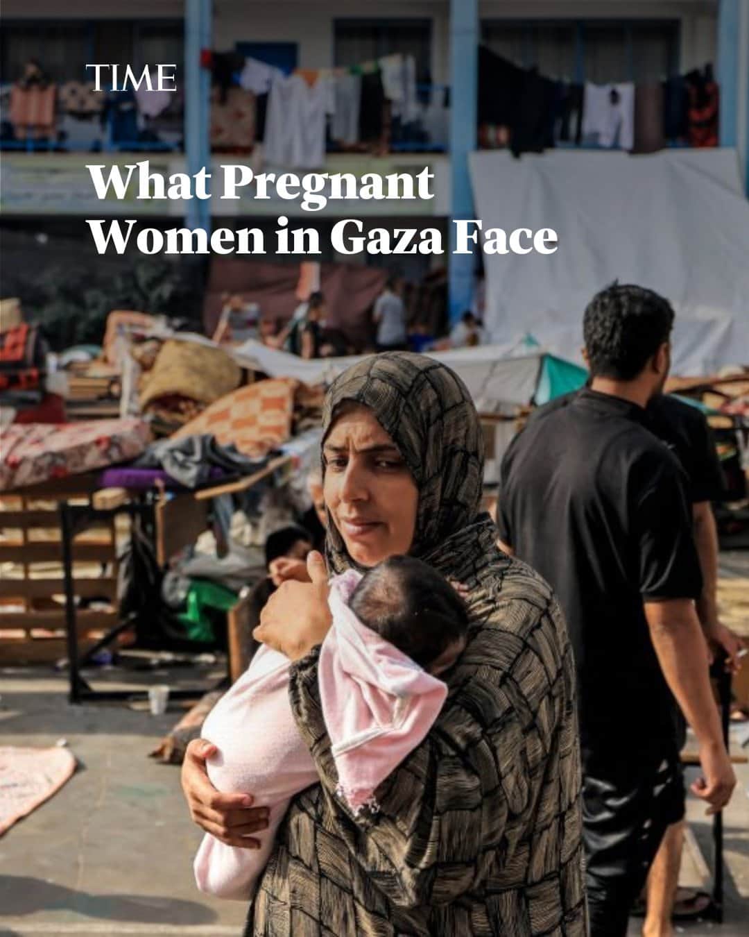 TIME Magazineのインスタグラム：「50,000 women in Gaza are pregnant, and more than 160 women are expected to give birth every day, the U.N. Population Fund estimated on Nov 3.  But as the humanitarian crisis inside the besieged territory deepens—over 10,000 civilians have now been killed, 40% of them children, according to Palestinian officials—pregnant women and their newborn children are left to bear the brunt of a healthcare system in a state of total collapse.  More than a third of the hospitals and two-thirds of primary healthcare clinics have shut down due to a lack of fuel, and those still operating are overwhelmed with casualties and grappling with critical shortages of clean water, medicine, and other supplies, the UNFPA reports.  “Fear is the common condition of every pregnant woman,” Dr. Bassam Zaqquot tells TIME in a phone interview. But without any proper medical equipment or facilities, he says that all he can do is prescribe basic medication and give general advice. “We are trying to do our best, but we don't have treatment or solutions,” he says. “It's a terrible situation. It's very difficult.”  At the link in bio, learn what pregnant women in Gaza face.  Photographs by Mahmud Hams—AFP/Getty Images; Mustafa Hassona—Anadolu/Getty Images; Belal Khaled—Anadolu/Getty Images」