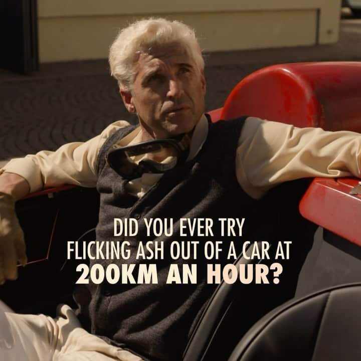パトリック・デンプシーのインスタグラム：「“The driving scenes are astonishing – as electrifyingly, wind-whippingly real as anything in the genre’s history.”  Michael Mann’s FERRARI, a “gripping and masterful drama” about the legendary Enzo Ferrari, opens this Christmas.」