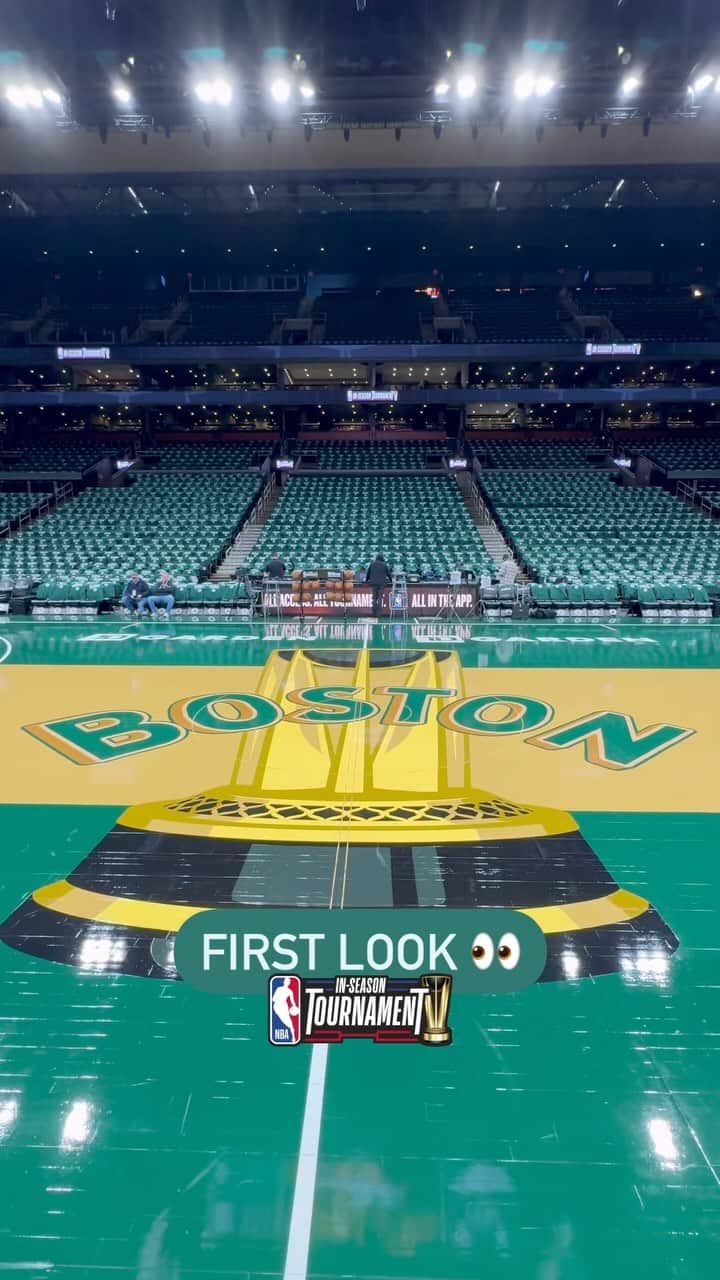 NBAのインスタグラム：「First look at Boston’s In-Season Tournament court! 🍀👀  Celtics vs. Nets • 7:30pm/et on ESPN」