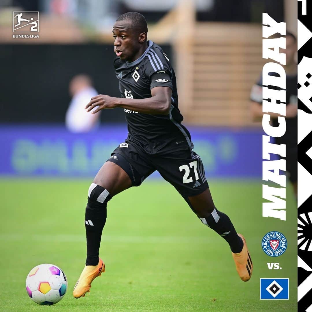 のインスタグラム：「🔷 MATCHDAY 🔷  Das Nordduell bei Holstein Kiel steht an! 🆚  Ab 13 Uhr sind wir im Holstein-Stadion zu Gast. Was sind eure Tipps für die Partie? ⚽  #nurderHSV #KSVHSV #Bundesliga2 📸 @witters_sportfotografie」