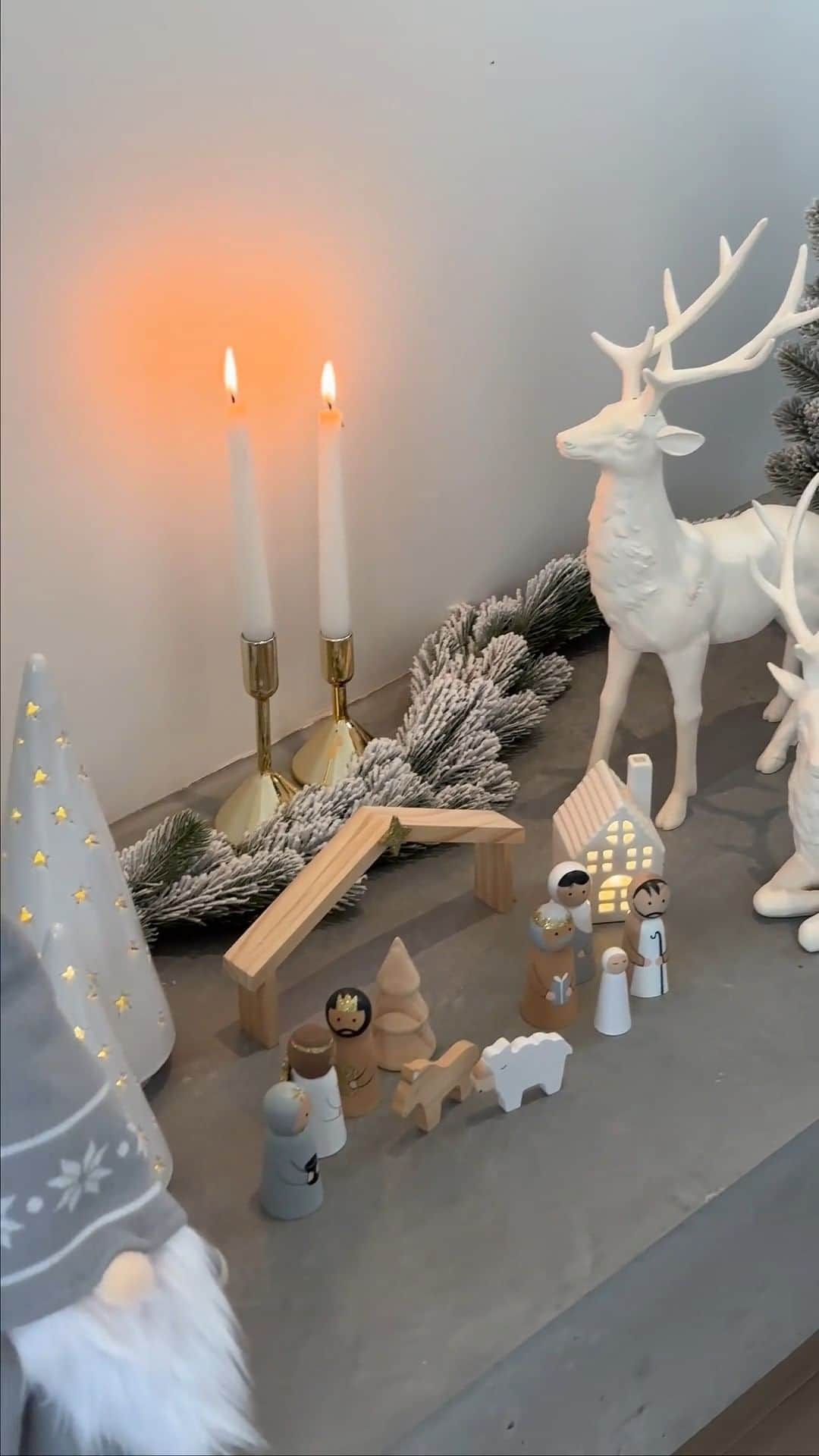 Target Australiaのインスタグラム：「Nordic Christmas styling inspo ❄️⛄  Our Christmas range is available to shop online & in store now.   Products featured  - Christmas Table Top Resin Reindeer - Christmas Table Top Resin Reindeer - Layering - Traditional Christmas Nativity Scene - Gifting Glass Candle Holder Set - Ceramic LED Christmas Tree - Large & Small - Large LED Ceramic Nordic House - Small LED Ceramic Nordic House - Snowy LED Christmas Garland - Tabletop Frosted Christmas Tree」