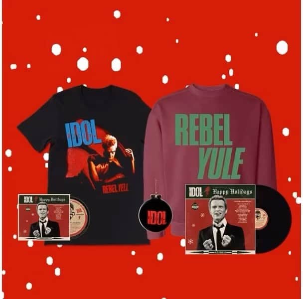 ビリー・アイドルのインスタグラム：「Celebrate today’s Rebel Yell 40th anniversary with a limited edition t-shirt and holiday must haves 👊🏼 Use the official store link in bio.」