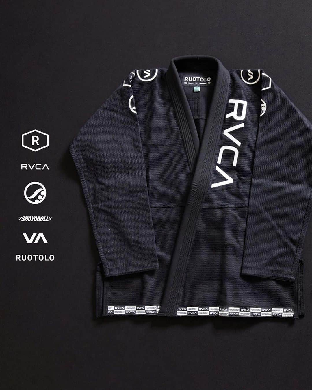 RVCA Japanのインスタグラム：「Signature Ruotolo x RVCA x  Shoyoroll Gi⁠  Professional grade @shoyoroll Gi featuring a 450 GSM Pearl Weave top, 10oz Cotton Canvas pant, and a traditional drawcord waist closure, and signature branding. ⁠ ⁠ A cornerstone of the collection in short supply, available now. ⁠ #RVCAxRuotolo⁠」