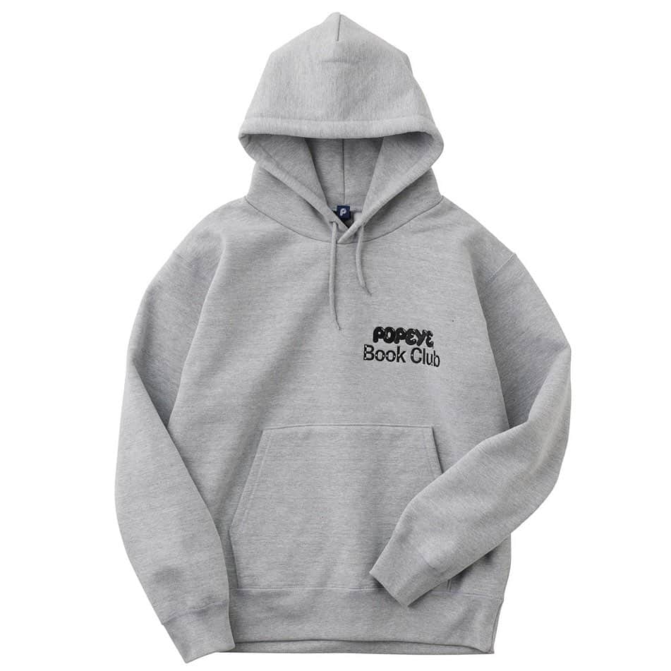 のインスタグラム：「ACTUAL SOURCEによるグラフィックで作った、架空の「POPEYE BOOK CLUB」のユニフォームがこの「POPEYE BOOK CLUB Hoodie」。フロントにはクラブのロゴを刺繍し、バックにはACTUAL SOURCEらしさ全開のプリントを。ふっくらとしていて大きめのフード、裏起毛素材、何より15.6オンスという超ヘビーな仕様であったかいです。冬のちょっとした散歩にうってつけ。これを着て、家の近くのお気に入りの喫茶店にでも本を読みにいきますか。カンガルーポケットに「POPEYE BOOK CLUB Book Cover & Bookmark Set」に入れた文庫でも忍ばせて。  #popeyemagazine  #popeyeonlinestore」