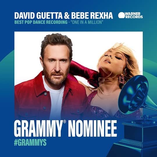 Bebe Rexhaのインスタグラム：「Thank you @recordingacademy for putting a smile on my face today. #Grateful cc @davidguetta」