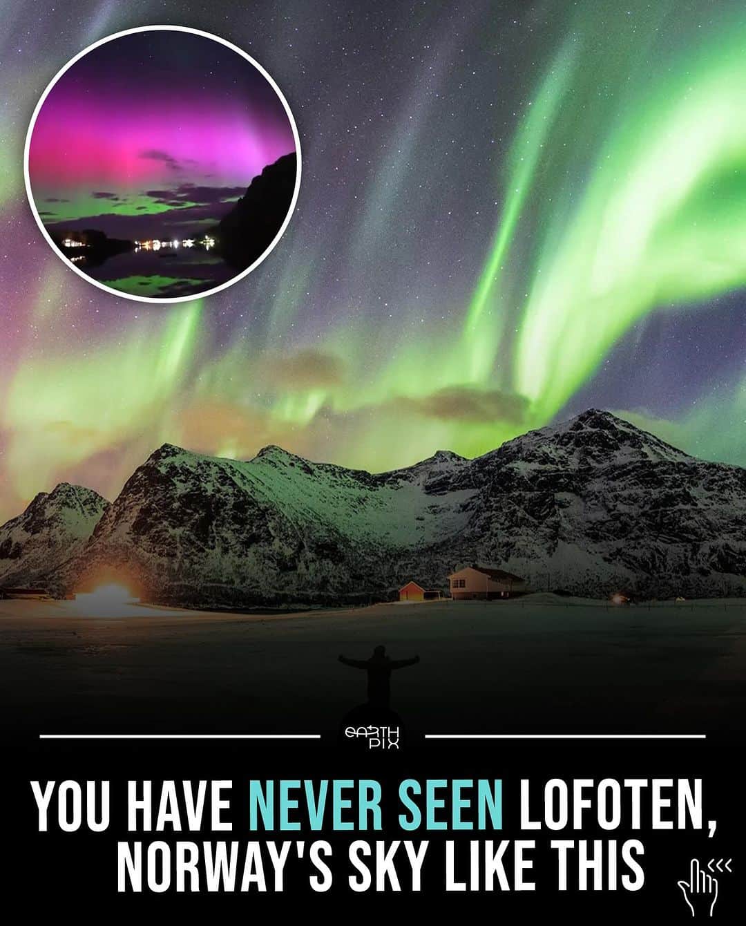 Earth Picsのインスタグラム：「photographer @idavewilliams captures the mesmerizing allure of Lofoten, Norway. This visual masterpiece is a must-see for the adventurous souls 🌌✨」