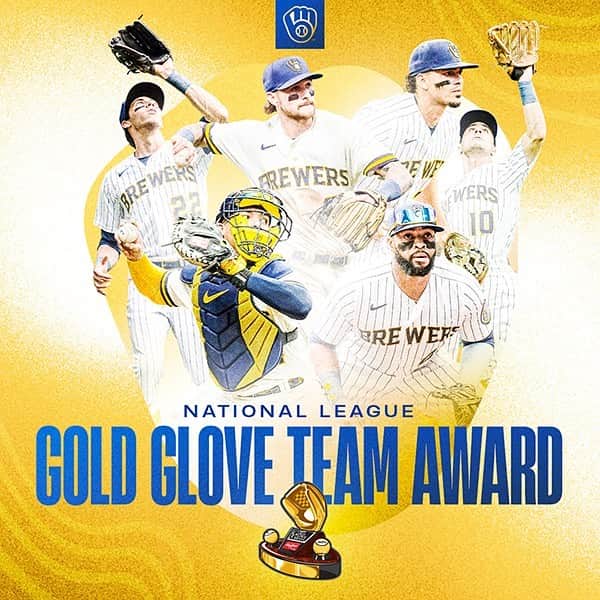 ミルウォーキー・ブルワーズのインスタグラム：「Silver yesterday ➡️ gold today  Your Milwaukee Brewers have won the 2023 NL Team Gold Glove Award!」
