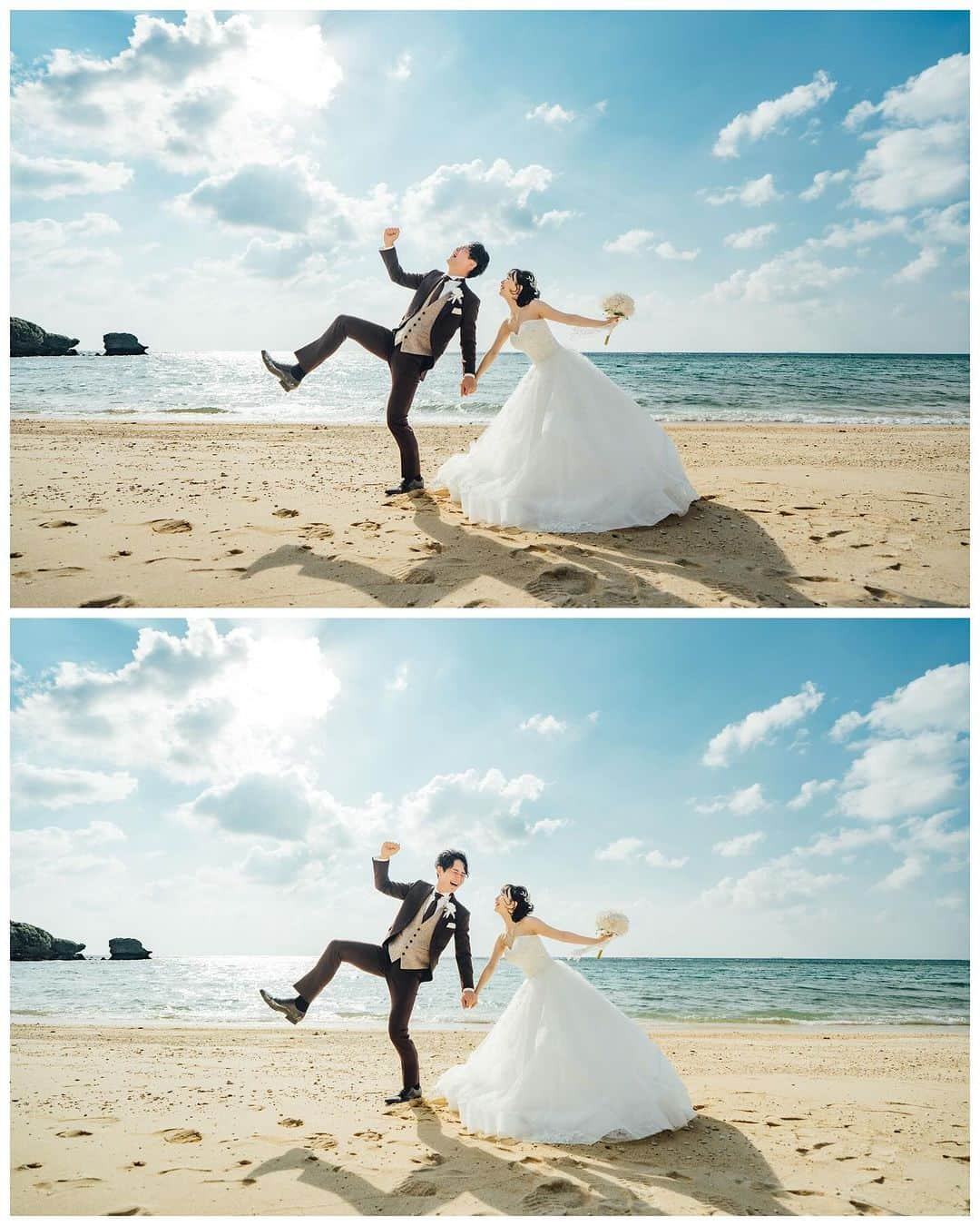 こんちゃんさんのインスタグラム写真 - (こんちゃんInstagram)「あーちゃんと結婚しました🤵‍♂️👰‍♀️ 入籍自体は7/7にしてたんだけど、ついに沖縄で小さな家族式だけど珍しく晴天の中、結婚式をしてきましたー！！！！  いやーめっちゃ感動してしまった…。 正直、昔から結婚式自体はあまりする未来が自分にはなかったんだけど、あーちゃんやあーちゃんのご両親、おじいちゃんおばあちゃんのことを考えて、いざやってみたらめっちゃいいな！結婚式！！！！！てなりました😂  一生に一度とはよく聞くけど、本当にその通りだなと思うしなんだろ、死んだらこの景色が走馬灯になってまた思い出すんだろうなって光景がたくさん見れた。 確かにお金はかかるけど、こんなきっかけでもないと中々できないことも感じれることもたくさんあると思う。 この式を通してまたお互いの仲がよくなった気がするし、式の会場や装飾をケチりまくった分で家族を沖縄に連れてこれて親孝行するきっかけにもなれてよかったなあ。  相変わらず笑ってばかりだったので、式の様子はYouTube観てくれたら嬉しいです🏝️  元気、素敵な写真写真ありがとう！！！！！ @genki_moriya   #とったび」11月11日 13時55分 - hiromasakondo