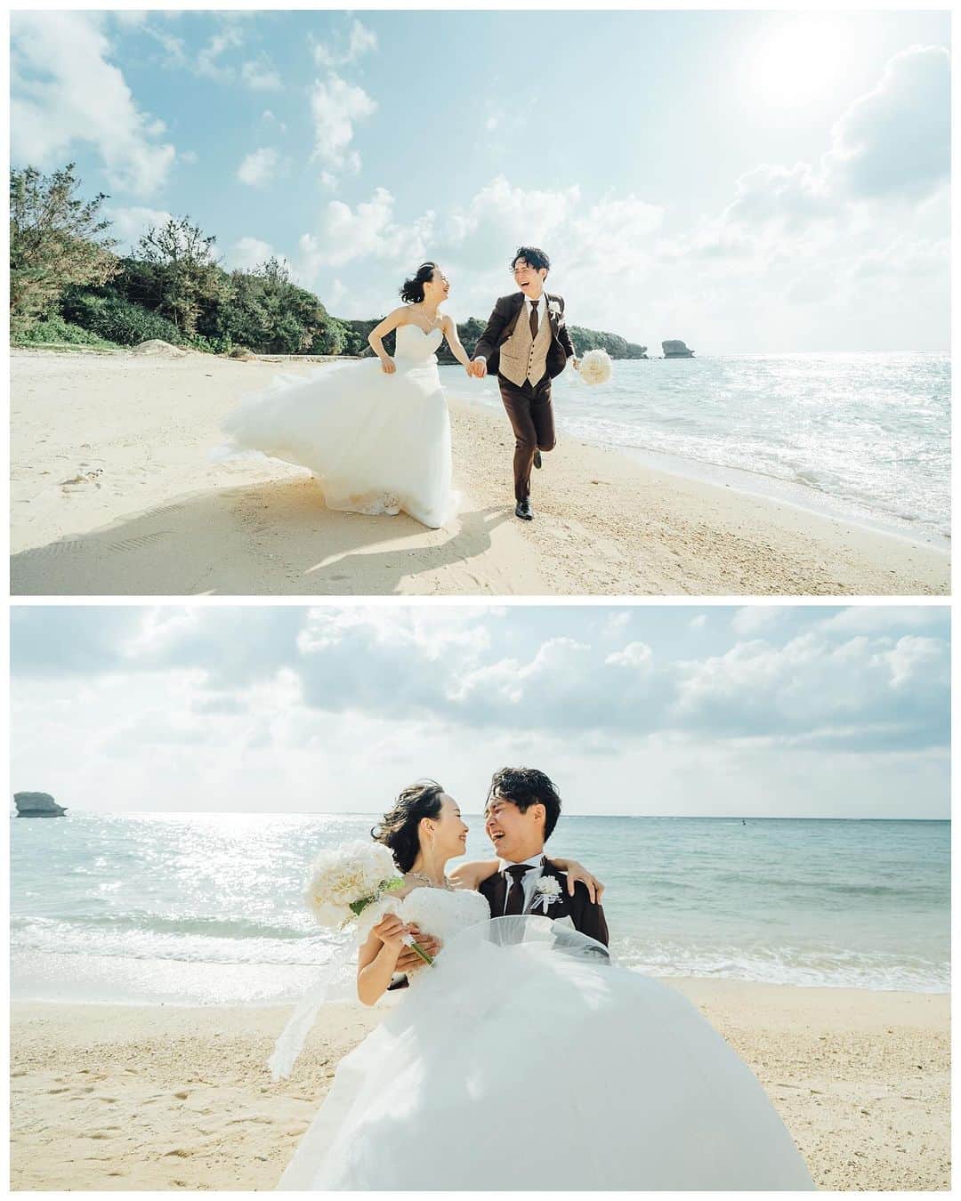 こんちゃんさんのインスタグラム写真 - (こんちゃんInstagram)「あーちゃんと結婚しました🤵‍♂️👰‍♀️ 入籍自体は7/7にしてたんだけど、ついに沖縄で小さな家族式だけど珍しく晴天の中、結婚式をしてきましたー！！！！  いやーめっちゃ感動してしまった…。 正直、昔から結婚式自体はあまりする未来が自分にはなかったんだけど、あーちゃんやあーちゃんのご両親、おじいちゃんおばあちゃんのことを考えて、いざやってみたらめっちゃいいな！結婚式！！！！！てなりました😂  一生に一度とはよく聞くけど、本当にその通りだなと思うしなんだろ、死んだらこの景色が走馬灯になってまた思い出すんだろうなって光景がたくさん見れた。 確かにお金はかかるけど、こんなきっかけでもないと中々できないことも感じれることもたくさんあると思う。 この式を通してまたお互いの仲がよくなった気がするし、式の会場や装飾をケチりまくった分で家族を沖縄に連れてこれて親孝行するきっかけにもなれてよかったなあ。  相変わらず笑ってばかりだったので、式の様子はYouTube観てくれたら嬉しいです🏝️  元気、素敵な写真写真ありがとう！！！！！ @genki_moriya   #とったび」11月11日 13時55分 - hiromasakondo