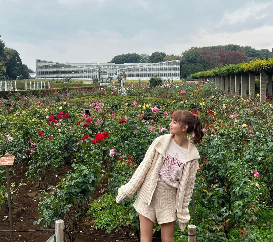 愛花さんのインスタグラム写真 - (愛花Instagram)「昨日はキングオージャーの撮影終わりに植物園に行ってきました〜😽🫶 雨に濡れた秋の薔薇たちがとっても綺麗でした💐♡  明日は　#キングオージャー　第36 話　ヒメノのお見合いのお話です！ 様々なキャラクターの様々な一面が見れますよ〜！お楽しみに💋  #神代植物公園  #メイド長クレオ #神里まつり　さん #インスタグラム始めました #やったー🙌」11月11日 16時04分 - hi_erica_official