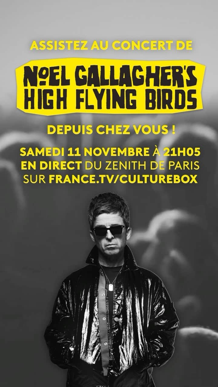 ノエル・ギャラガーのインスタグラム：「Live stream Noel Gallagher’s High Flying Birds’ show tonight from the Zenith, Paris 🇫🇷 Tune in from 8PM GMT / 9pm CET (link in bio)」