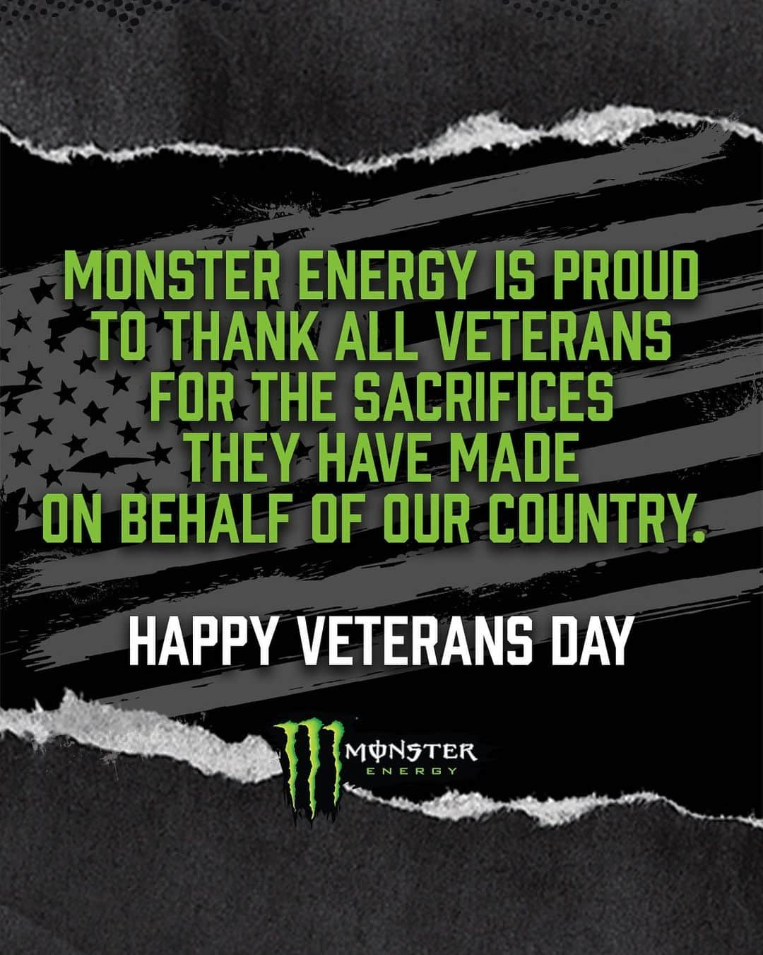 モンスターエナジーさんのインスタグラム写真 - (モンスターエナジーInstagram)「Monster Energy is proud to thank all veterans for the sacrifices they have made on behalf of our country. Happy Veterans Day 🫡🇺🇸  #MonsterEnergy #VeteransDay」11月12日 1時55分 - monsterenergy