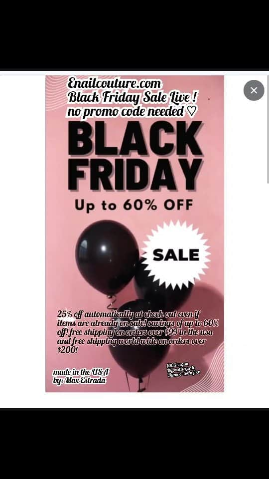 Max Estradaのインスタグラム：「Enailcouture.com black friday sales start now, no promo code needed! Free shipping on orders over $99 In the usa and free shipping world wide on orders over $200♡ new black label 123go nails,  the next level full coverage pre made gel nails,  15 sizes from 00 to 13. Thin cuticle area and thicker tip for the perfect look and pre etched so no extra steps ! Made in the usa #nailsnailsnails #nails #nailsdesign #nailart #nails #nailsart #fyp」