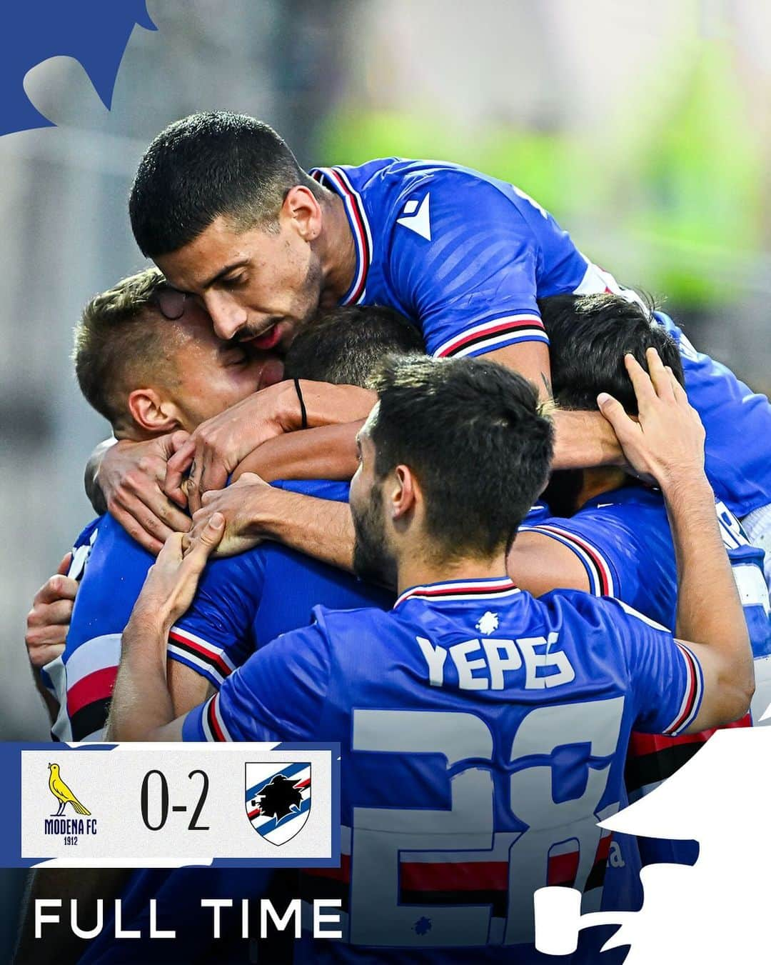 UCサンプドリアのインスタグラム：「⏹ FULL TIME   E ANDIAMOOOOOO! Vittoria al "Braglia". ✅  #ModenaSamp 0-2 | #SerieBKT   #ForzaDoria 🔵⚪️🔴⚫️⚪️🔵」