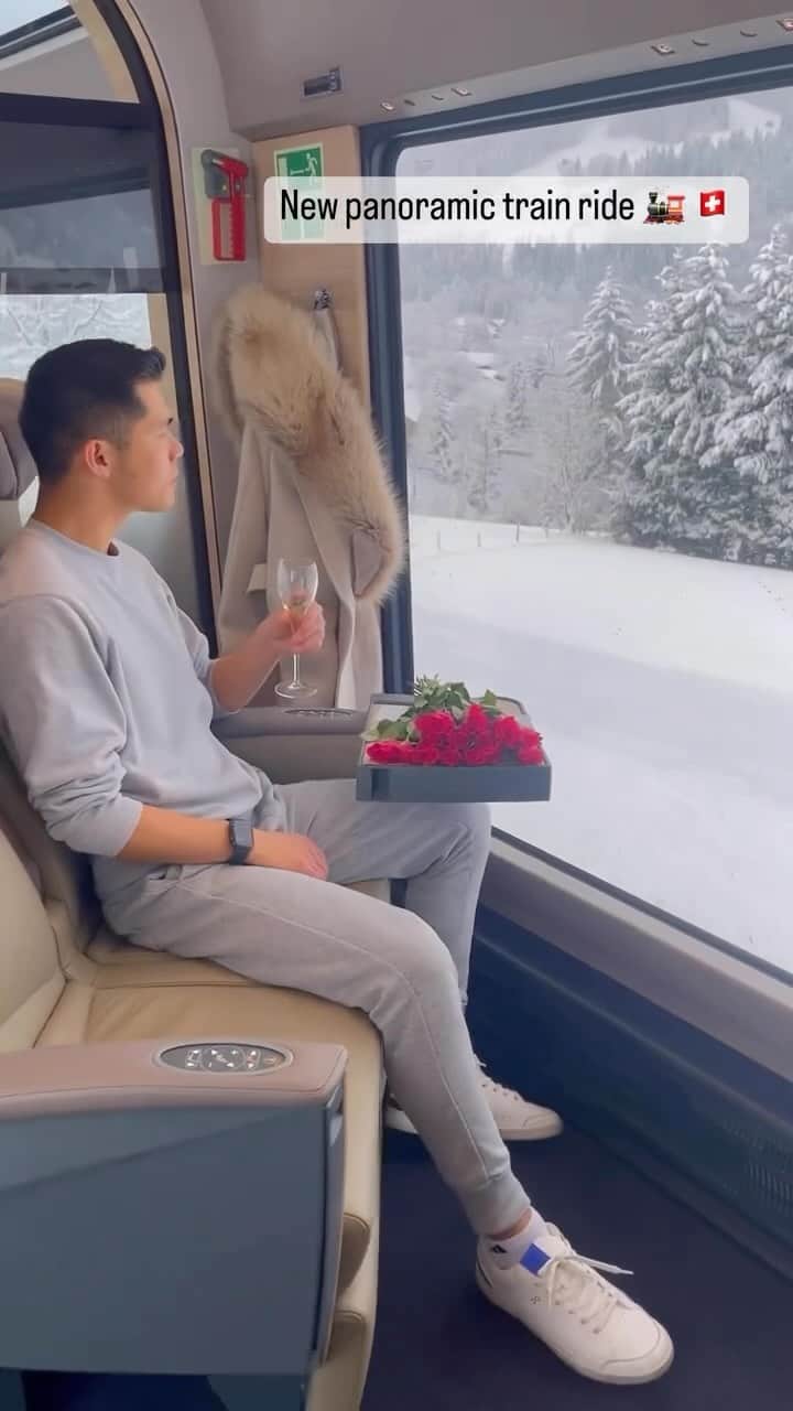 Wonderful Placesのインスタグラム：「Magical train ride with @moss.switzerland 🚂😍❄️ Tag who you’d ride it with 🙌🏼😍 . 📹 ✨@moss.switzerland✨ 📍Interlaken to Montreux - Switzerland 🇨🇭  #wonderful_places for a feature ♥️」