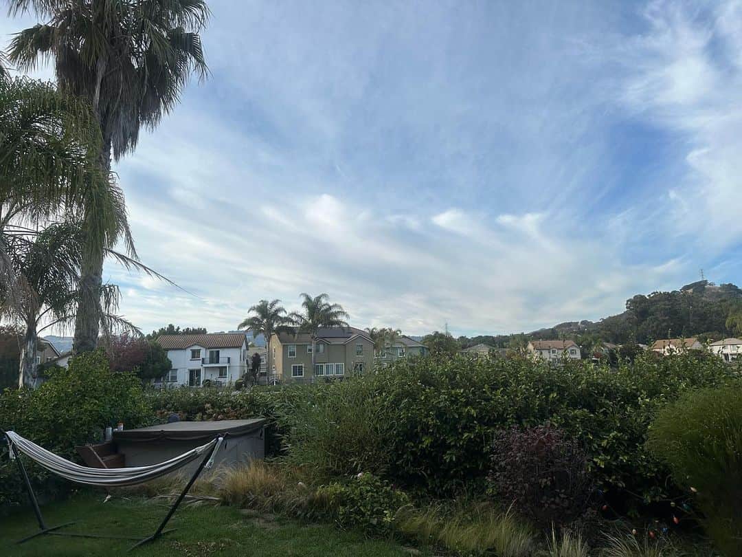 福田淳子さんのインスタグラム写真 - (福田淳子Instagram)「2019年の12月ぶりのアメリカ。4年ぶり？ カリフォルニアの空の青さは変わってないけれど友人宅はアップグレードされてました。キッチンがリフォームされて、庭にジャグジーが設置され、ハイテクのマッサージチェアが鎮座。  おうちライフのさらなる向上。パンデミックを経てのQOLの底上げが半端ない。ジャグジーは24時間入れて、そのエネルギーは屋根上のソーラーパネルで作ってるらしい。天気がいいカリフォルニアらしい循環。  今年はアメリカ内でいろいろ移動予定です。  #junjunJourney2023」11月12日 2時31分 - junjunfukuda