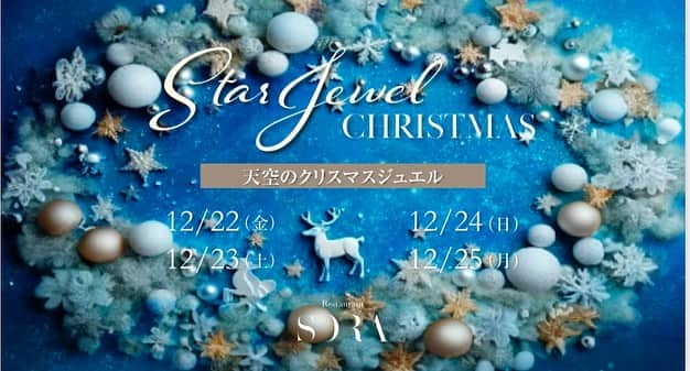 Restaurant SORAのインスタグラム：「クリスマスのご予約お待ちしております❗️ 岡山の夜景を観ながら美味しいお料理と素敵な時間を いかがですか😌 【レストラン営業時間】 ◎Dinner 17:00〜22:00 ※Food20:00 Drink 21:30がラストオーダーです。 ※定休日／月曜日・火曜日  【ご予約方法】 プロフィール欄URLより受付中 ▶︎ @restaurantsora 電話ご予約も承っております▶︎086-234-7312 -————————————— #restaurantsora #レストランソラ #thestyle岡山 #ザスタイル岡山 #クレド岡山 #岡山ディナー #岡山グルメ #岡山フレンチ #レストラン #アニバーサリーディナー #アニバーサリー #プロポーズ」