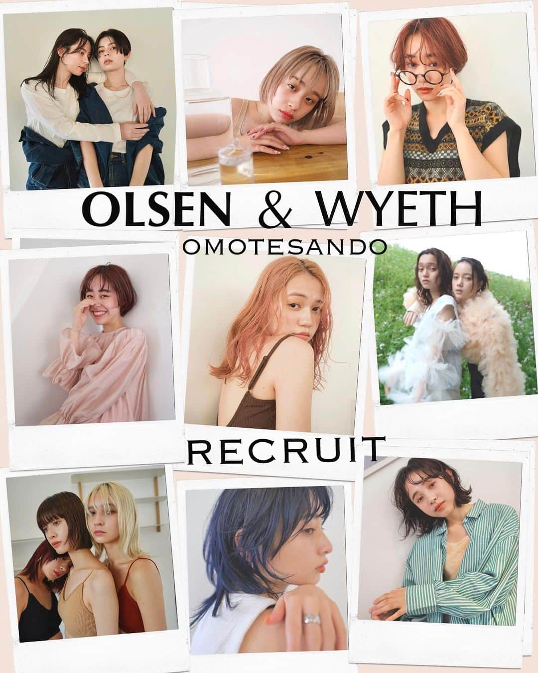 のインスタグラム：「OLSEN,WYETH2店舗にて2024年新卒者を募集いたします。  履歴書〆切　12/6水曜日。 詳細はswipe≫≫  「充実した美容師ライフ」とは？？  一人一人が楽しく自由に自己表現し発信していける"環境"と、、  探求したトレンドと技術、センスを感度の高い幅広い層のお客様にそのまま提供出来る"エリア"  "チームワーク"を大切にし、仲間と共に助け合いながら成長出来る毎日。  環境x エリア x チームワーク  この要素が欠ける事なく充実し、 お客様（ファン）を増やしていく事が美容師にとっての幸福だと弊社は考え日々向き合っています。  同じ想いを持った方にメンバーになっていただきたく募集をしてます。  詳しい情報は投稿を SWIPE→→→  * サロン見学、オンライン見学(地方の方）もお待ちしております。DMにてお問い合わせ下さい。 * その他ご質問もDMからお気軽にお問い合わせ下さい。 お待ちしております。  OLSEN, WYETH 一同。」